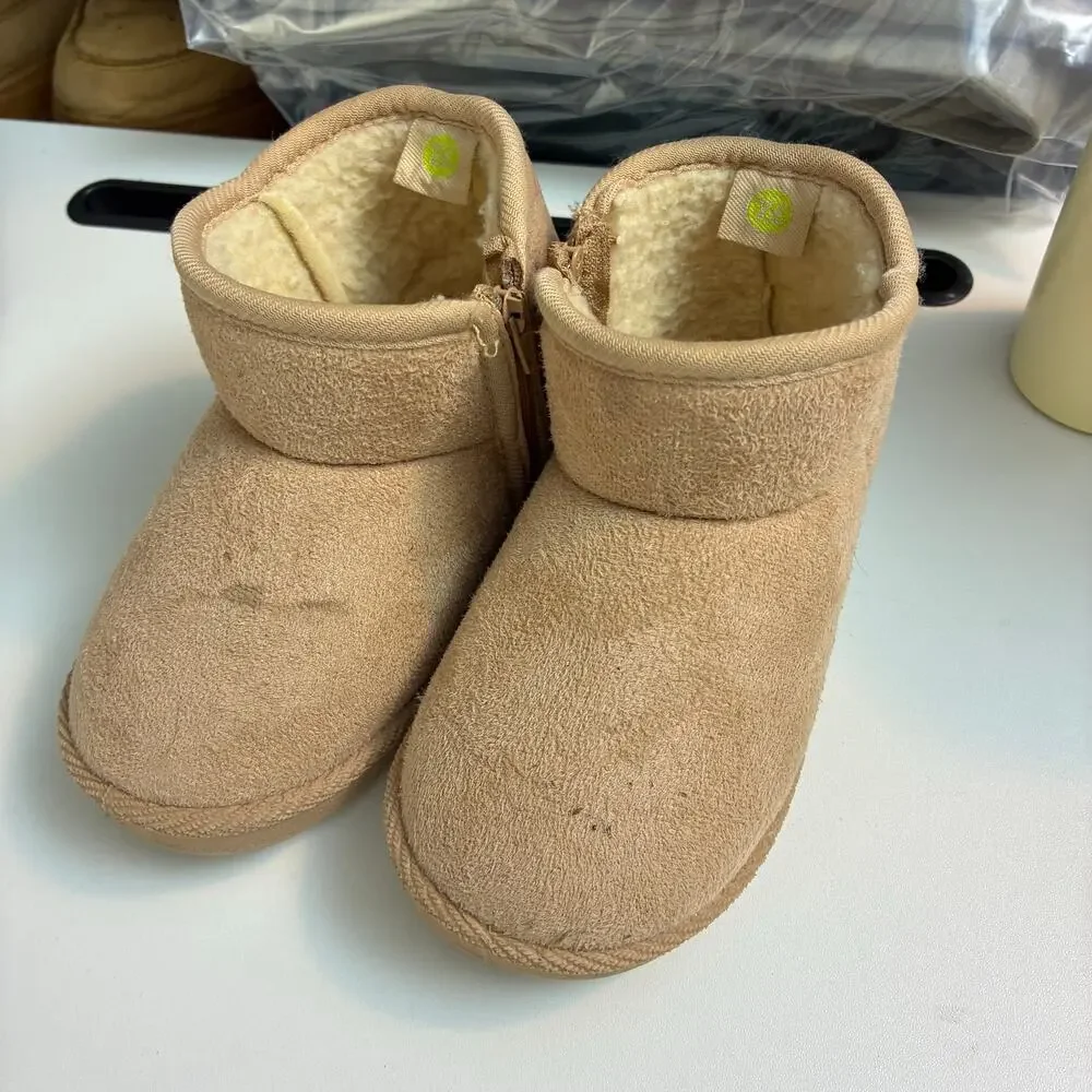First Steps Baby Toddler Girls Ankle Boots Size 8 Shearling Lined Zipper Winter